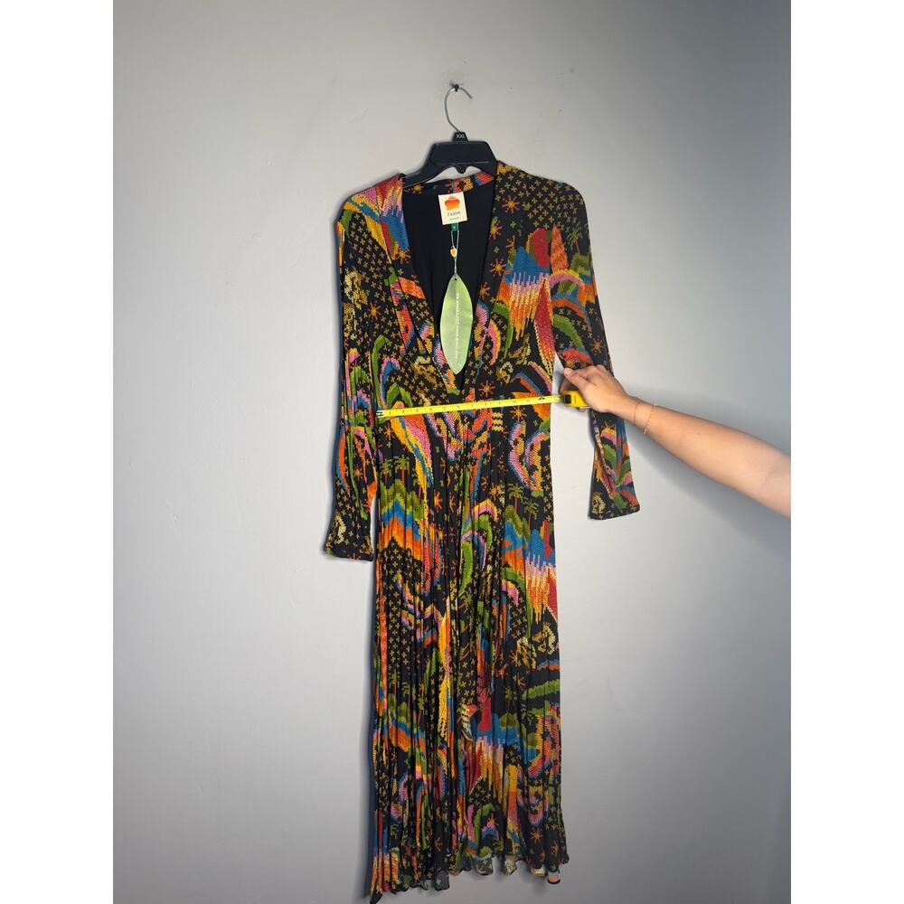 Farm Rio Macaw Island Maxi Dress Green Tropical Print Sleeveless Size Medium M - Picture 6 of 6